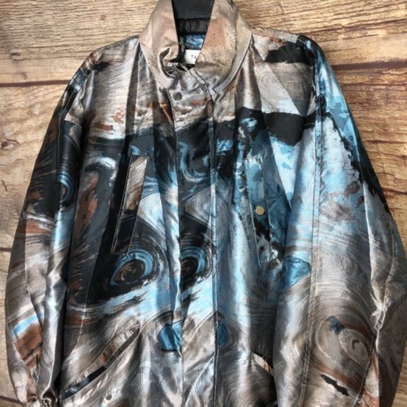 Taakk Mens Large Marble Trench Coat Long Oversized - Picture 2 of 8